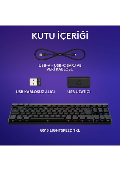 Logitech G515 Lightspeed TKL Tactile Switch İngilizce RGB Kablosuz Oyuncu Klavye