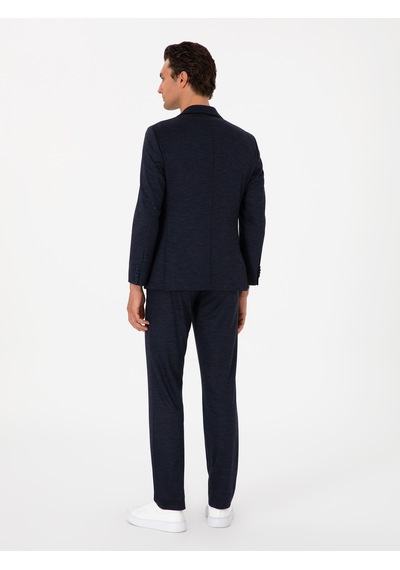 Cacharel Lacivert Slim Fit Mikro Desen Yün Karışımlı Takım Elbise
