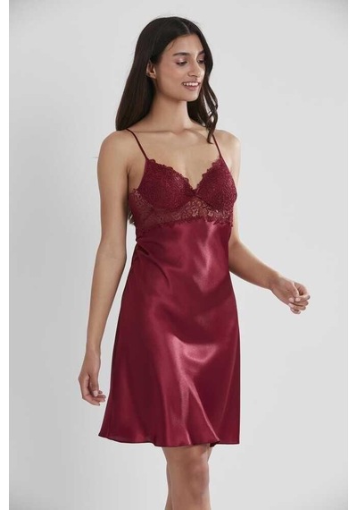 Pierre Cardin 6'lı Saten Gecelik Sabahlık Çeyiz Seti 6955 Bordo 001