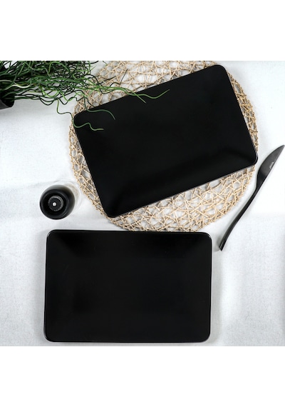 Keramika Mat Siyah Siera Kayık Tabak 31 Cm 2 Adet