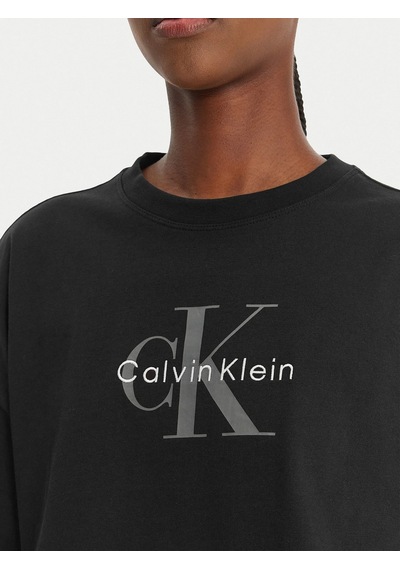Calvin Klein Lv047f828g Ss Boxy Crop Kadın Tişört Siyah