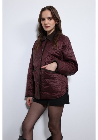 Antioch Kontrast Yaka Desenli Mont Bordo