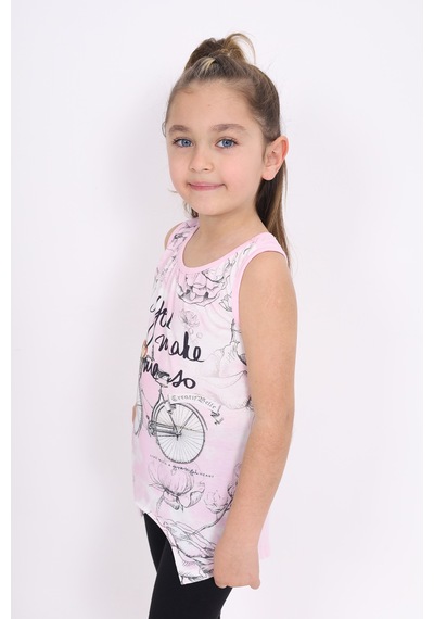 Toontoy Kids Toontoy Kız Çocuk Bisiklet Baskılı Atlet Pembe