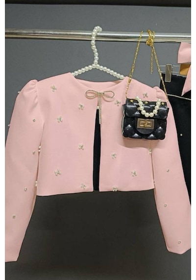 Riccotarz Kız Çocuk Üzeri Taş İşlemeli Etek Askılı Penye Bluz Ve Pudra Blazer Ceket Etekli Takım 001 Riccotarz Kız Çocuk Üzeri Taş İşlemeli Etek Askılı Penye Bluz Ve Pudra Blazer Ceket Etekli Takım 001