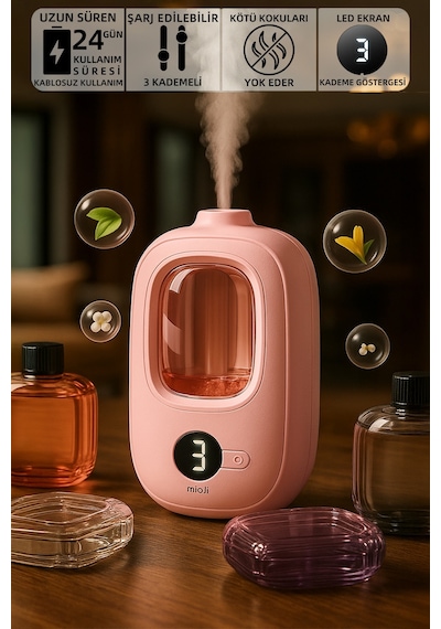 Mioji Smell 2x Yeni Nesil Şarjlı Otomatik Oda Kokusu Makinesi Pembe - Mavi Rüzgar Çanları Mavi Rüzgar Çanları Kokusu