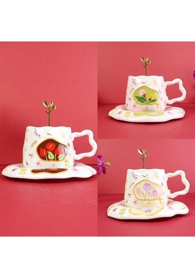 Çiçek Bahçesi Fincan Seti Bm-2366 000 Açık Krem