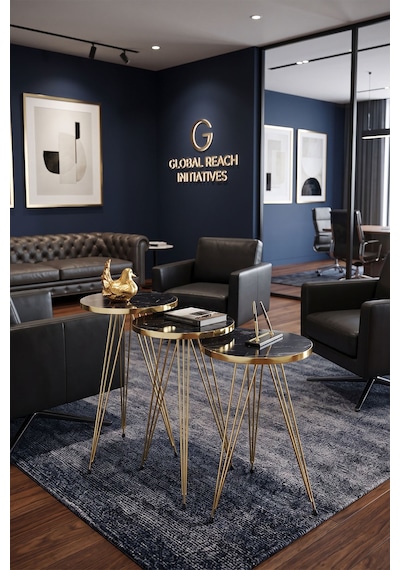 Bezos Zigon Sehpa Gold Bendir Tel Bzs01 Altın