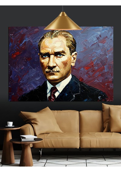 Mustafa Kemal Atatürk Portresi Dekoratif Kanvas - Mdf Ahşap Tablo