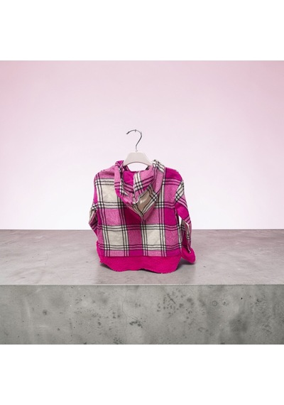Flovmix Kapüşonlu Cepli Hırka Pembe
