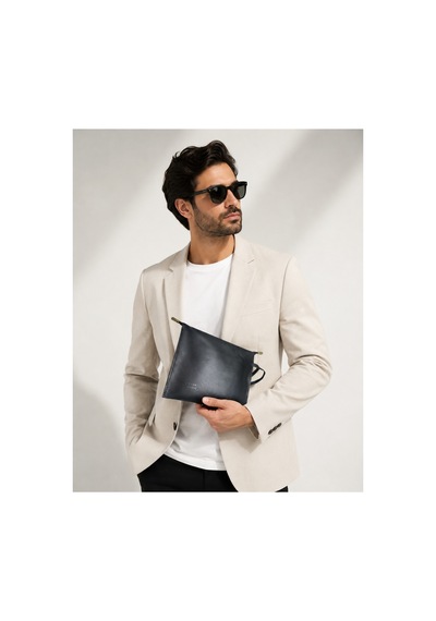 Plush Studıo Istanbul Noır Case Hakiki Deri Clutch El Çantası Şık, Minimal & Zamansız Tasarım Siyah Siyah