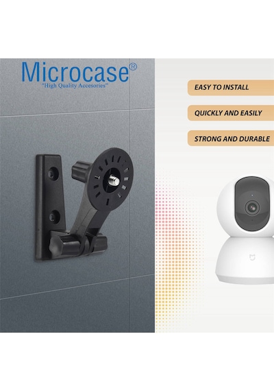 Microcase 3m Yapışkan Veya Vida Monteli 1/4 Vida Girişli 180 Derece Döner Başlıklı Web Kamera Bebek Kamerası Tutucu Stand Siyah - Al5014