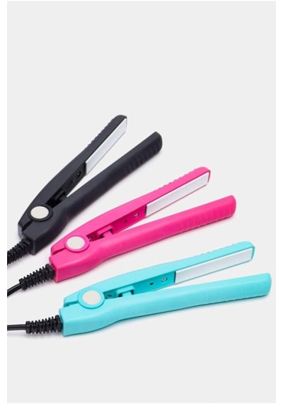 Thentech Mini Seyahat Tipi Çantada Taşınabilir Kolay Kullanımlı Saç Düzleştirici Şekillendirici Küçük Boy Pembe