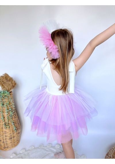 Linola Baby Kids Jolie Taçlı Kız Çocuk Parti Elbisesi Pembe