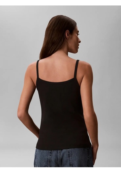 Calvin Klein Sl 2x2 Baby Rıb Stra, Ub1 Siyah Kadın Askılı Bluz