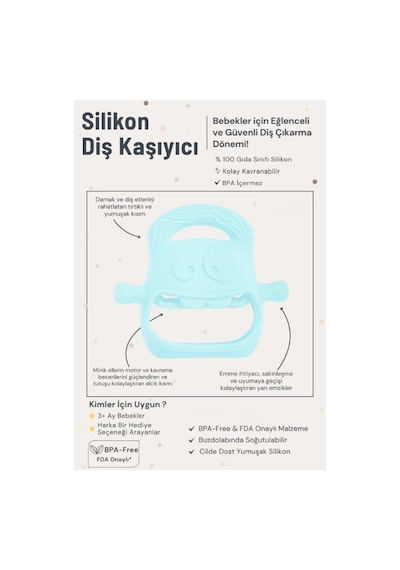 Bay Mavi Bebek Silikon Diş Kaşıyıcı Najmaddin Standart