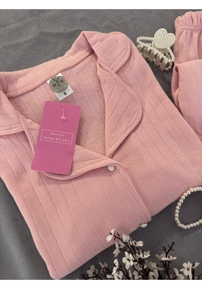 Mh Moony Homewears Pinkkberry Pembe Kışlık Termal Merlin Kumaş Pijama Takımı PEMBE