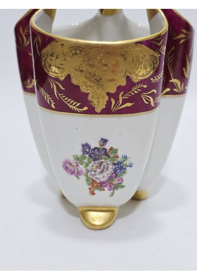 Perlam Limoges Çiçek Desenli Porselen Sepet 27x14x14cm Çok Renkli