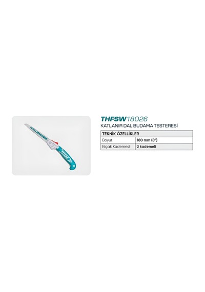 Total Katlanır Budama Testeresi 180mm Thfsw18026