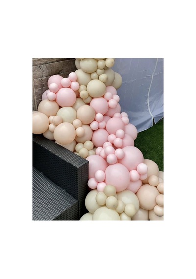 Makaron Pembe Sütlü Kahve Ve Somon Balon Zinciri 100 Adet Mix
