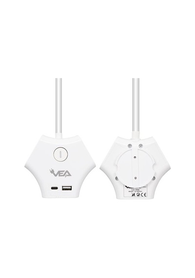 Vea Ve-g903yc 3 Lü Usb+ Type-c Girişli Anahtarlı 1.5 Metre Grup Priz 0