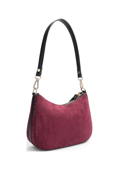 Silver & Polo Silver Polo Bordo - Siyah Süet Kadın Omuz Çantası Sp1259
