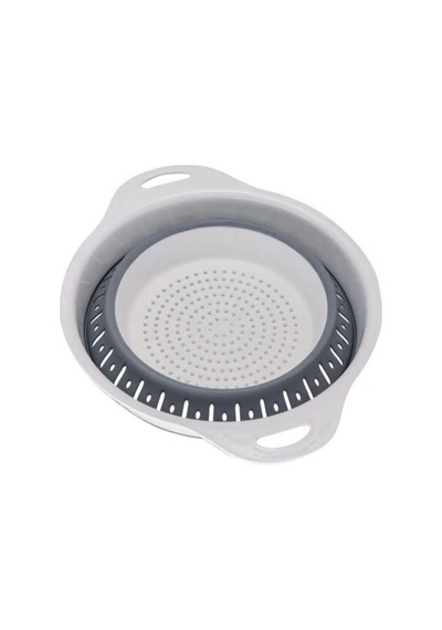 Süzgeç Katlanır Süzgeç Sebze Süzgeci Katlanabilir Süzgeç Yuvarlak Silikon Bpa Free Beyaz Gri