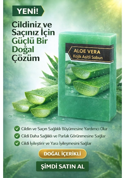 Herbliss Aloe Vera & Kojik Asit Sabun Doğal - Katkısız Saç Ve Cilt Canlandırıcı & Nemlendirici Bahar Esintisi