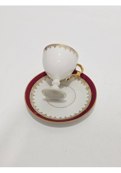 Limoges Bordo Kahve Fincan Takımı Çok Renkli