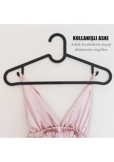 Plastik Slim Askı, Elbise Askısı, Siyah Askı Standart, Adet, 10