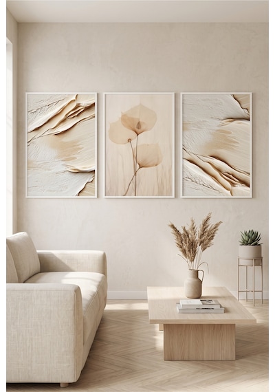 Beyaz Ahşap Çerçeveli Krem Bej Ginkgo Yapraklı Soyut Doku Üçlü Duvar Tablosu Modern Dekorasyon Kabartma Görünümlüdür Beyaz Beyaz Ahşap Çerçeveli Krem Bej Ginkgo Yapraklı Soyut Doku Üçlü Duvar Tablosu Modern Dekorasyon Kabartma Görünümlüdür Beyaz
