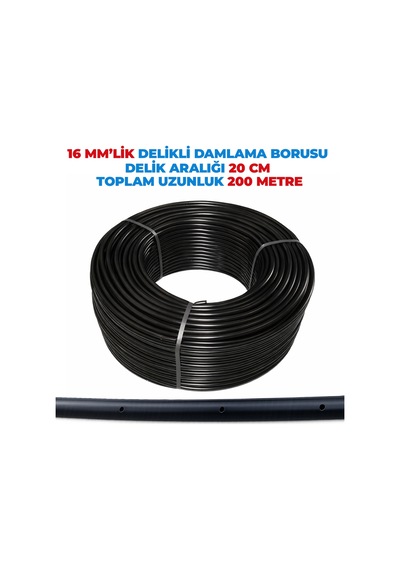 16 Mm Lik Delik Aralığı 25 Cm Damlama Hortumu Basınca Dayanıklı Bahçe Sulama 300 Metre