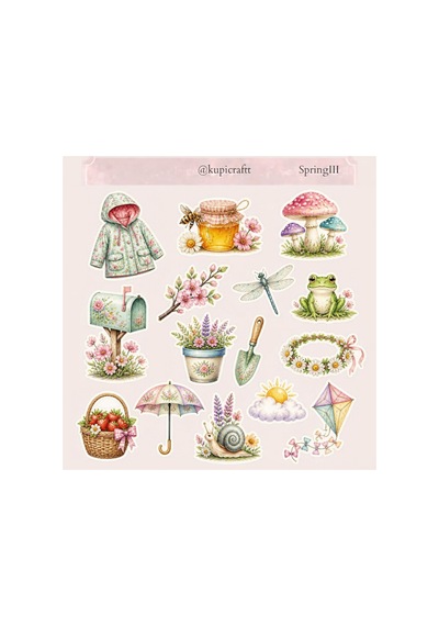 3 Sayfa Sticker Seti Spring - İlk Bahar Temalı Sticker Seti 0