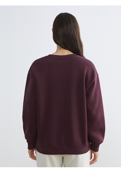 Lcw Everyday Mürdüm Bisiklet Yaka Taşlı Kadın Sweatshirt