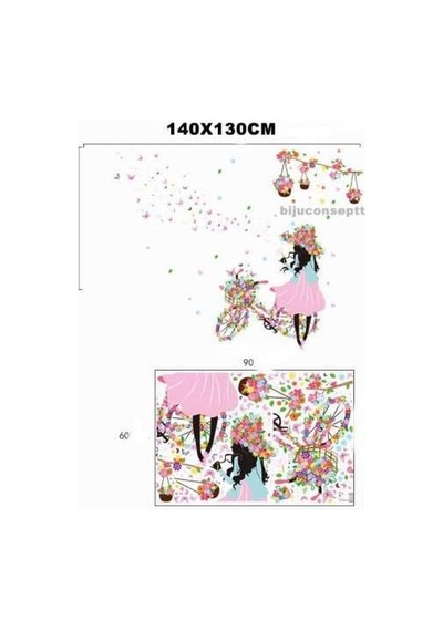 Home Accessories Çocuk Ve Bebek Odası + Ev Dekor Bisikletli Kız Sihirli 3d Kelebekler Duvar Sticker Diğer