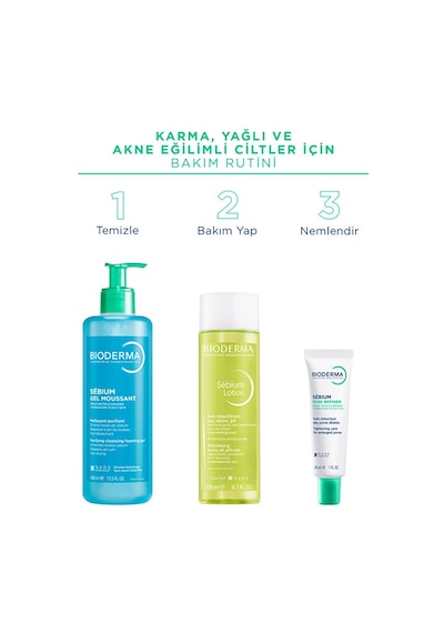 Bioderma Sebium Foaming Gel Karma, Yağlı ve Akneye Eğilimli Ciltler için Yüz Temizleme Jeli 400 ml