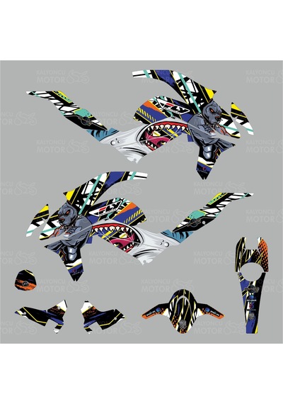 Cf Moto Nk 250 Sticker Set Shark & Dog Design Renkli