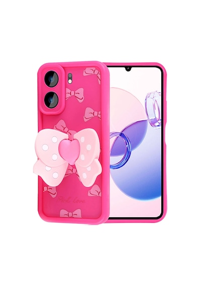 Xiaomi Poco C65 Kılıf Kamera Korumalı Figür Tasarımlı Zore Kapya Kapak Pembe Açık