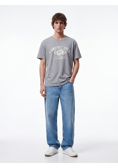 LTB Vintage Efektli Relaxed Fit Gri T-shırt