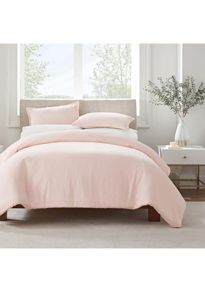 Simply Clean Ultra Yumuşak Hipoalerjenik Lekeye Dayanıklı 3 Parça Düz Nevresim Takımı, Allık, Tam, Queen Çok Renkli