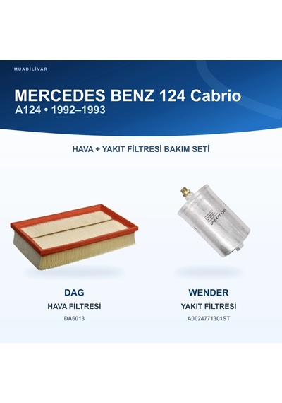 Mercedes Benz 124 A124 Hava+yakıt Filtre Bakım Seti