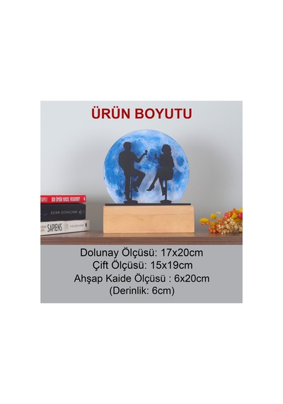 Led Işıklı Pleksi Dolunay Kişiselleştirilebilir Dekoratif Biblo Date Sevgili Anahtar Askılığı Mavi - 737330846