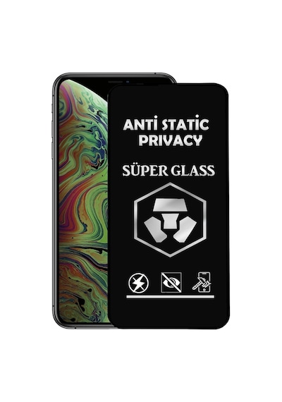 Apple iPhone Uyumlu Xs Max Tam Kaplayan Anti Statik Hayalet Süper Cam Ekran Koruyucu