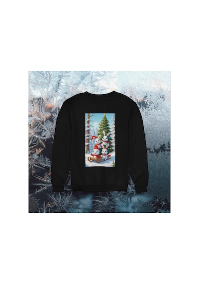 Stil X Yeni Yıl Baskılı Kız Çocuk Sweatshırt, Chrıstmas Temalı Siyah-6