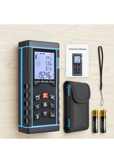 40 Metre Hassas Lazermetre Ölçer Lcd Dijital Ekran Su Terazili Lazerli Mesafe Ölçüm Cihazı