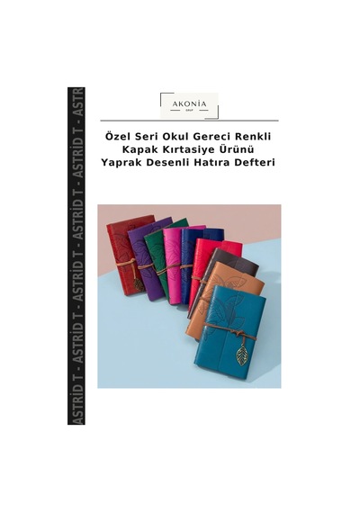 Özel Seri Okul Gereci Renkli Kapak Kırtasiye Ürünü Yaprak Desenli Hatıra Defteri Çok Renkli