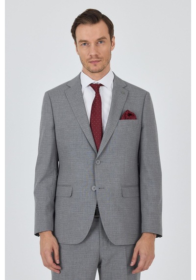 İmza Gri Mono Yaka Esnek 6 Drop Comfort Fit Classic Takım Elbise 1001250104 Gri