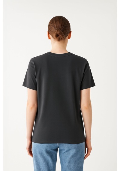 Markapia Woman Kadın %100 Pamuk Basic T-shirt Antrasit