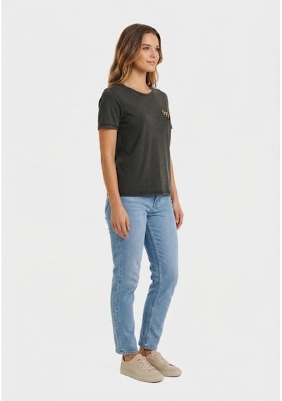 Only Onllucy S/s Emb. Top Box Cc Cs Jrs Siyah Kadın T-shirt 15366076