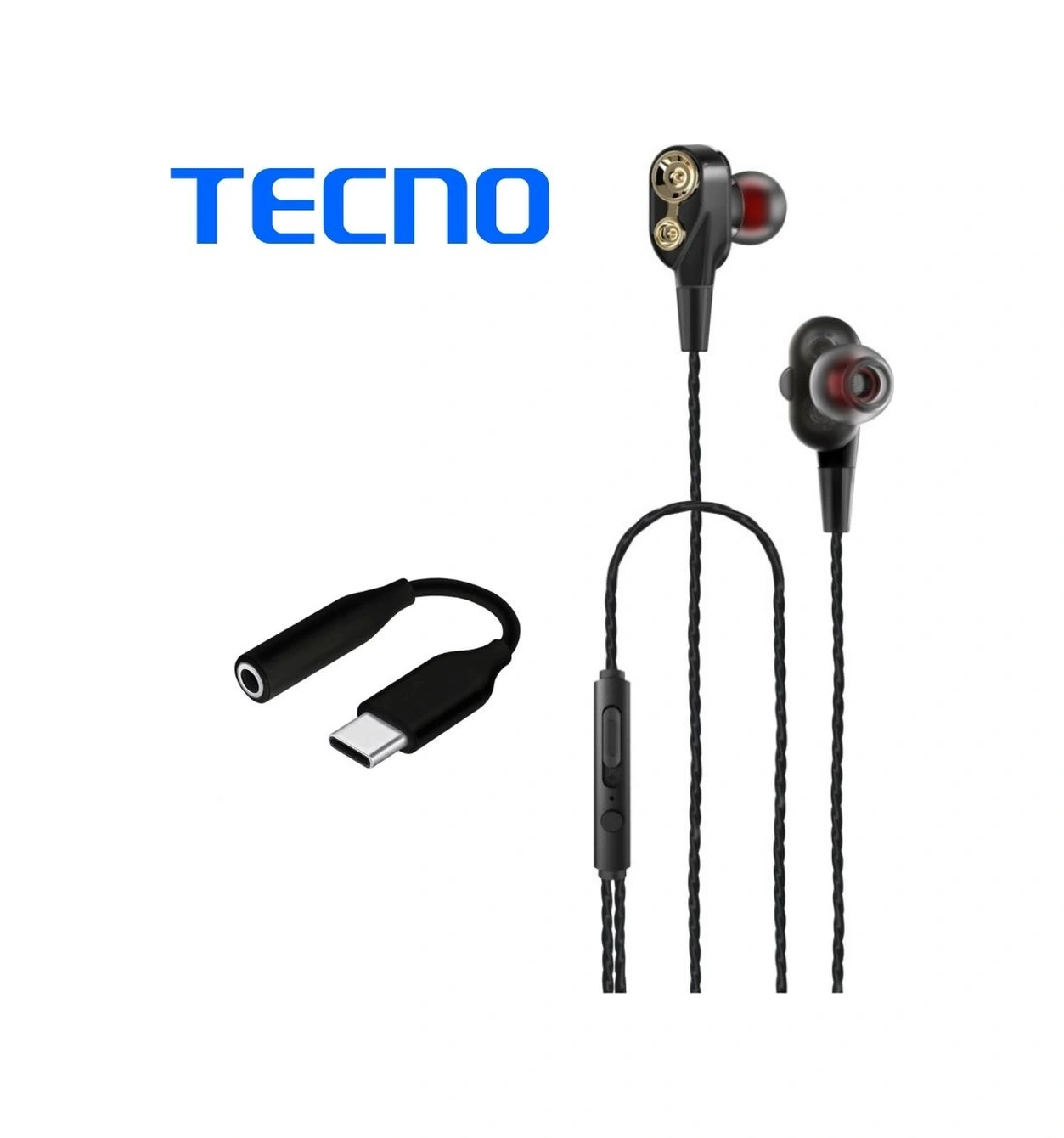 Tecno Hot Beats 3d Hifi 4 Hoparlörlü 3.5mm Jack Girişli Type-c Dönüştürücülü Mikrofonlu Kulaklık Siyah J2uc10 Telefon Kulaklıkları