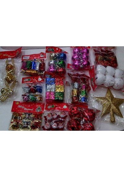 Yılbaşı Çam Ağacı (90cm) 40 Adet Süs+ışık+kar Spreyi+tepelik